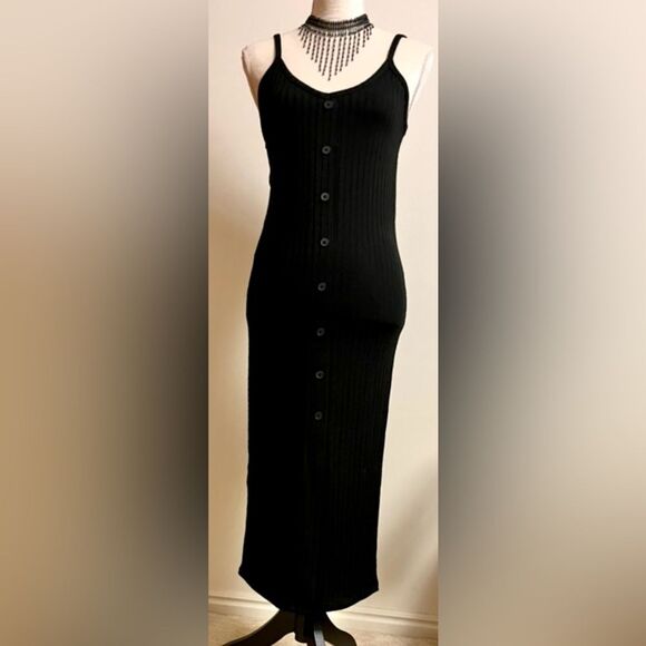 Wild Fable Form Fit Black Ribbed Dress Sz Large NWT - Picture 1 of 7